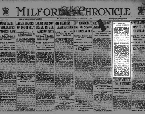 Photo of the Milford Chronicle from 1933