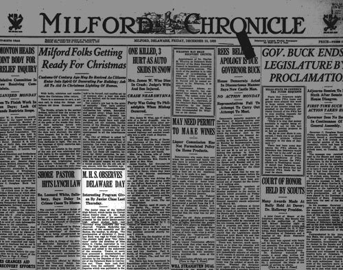 Photo of the Milford Chronicle from 1933